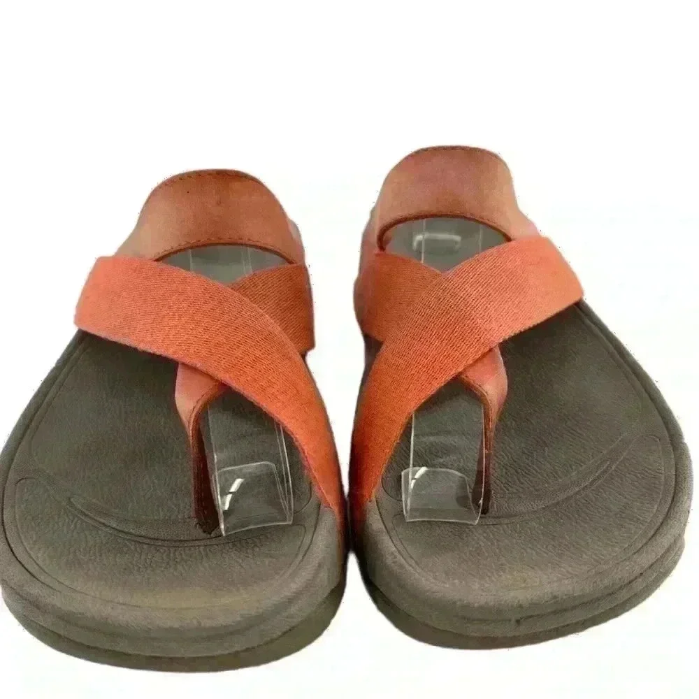 Fitflop womens sandals size 5 36 coral suede flatform orthopedic walking - Picture 3 of 12